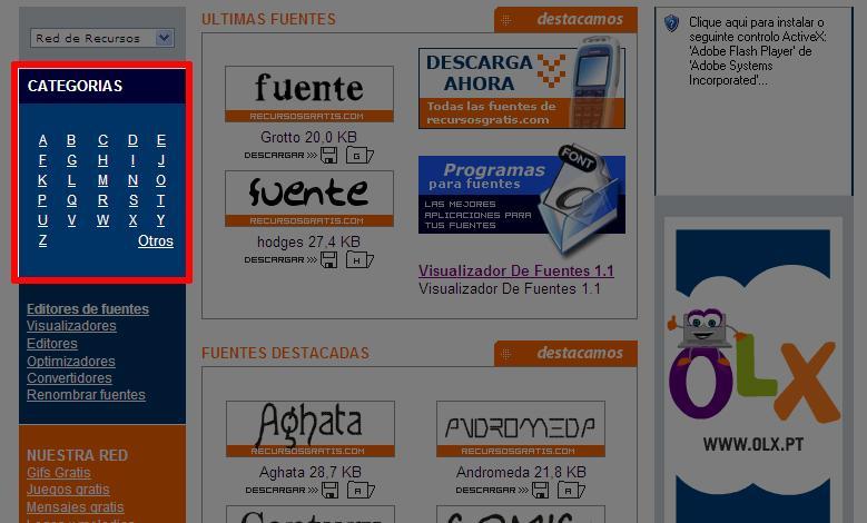 A página inicial do site está organizada em duas categorias: «últimas fontes inseridas» e as «fontes destacadas». 3.