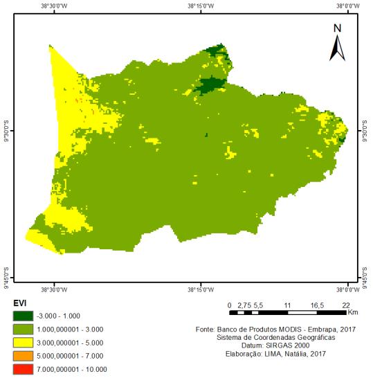 diferentes anos, podemos observar como a presença de biomassa vegetal é bem menos