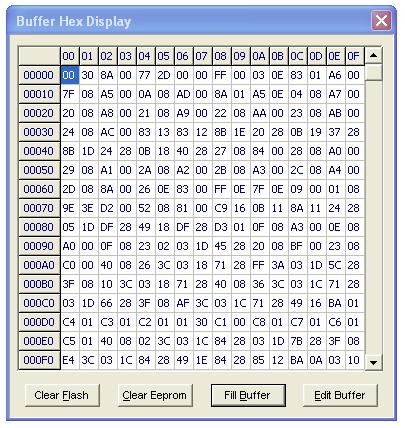 Figura 2. Buffer do software de gravação Nota: Esta janela é normalmente utilizada apenas para visualização do arquivo. Qualquer alteração no conteúdo dela poderá comprometer seu Firmware.
