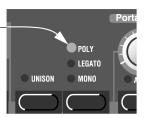 MOD WHEEL DESTINATION Esta tecla é usada para determinar que efeito terá mover a MODULATION WHEEL. MORPH Neste modo, a MODULATION WHEEL é usada para morphing. Veja a página 25.