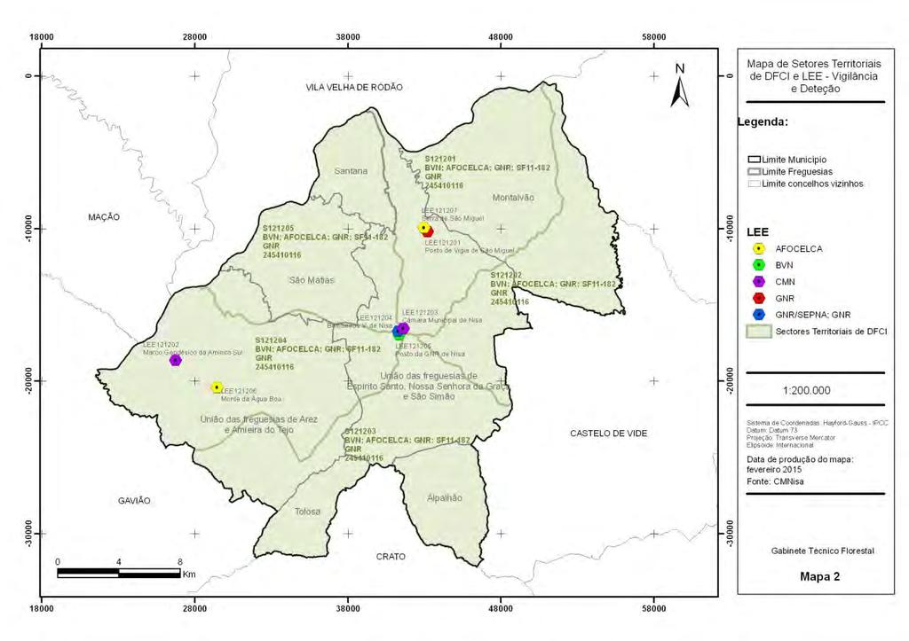 Plano Municipal de Defesa da Floresta Contra Incêndios Mapa 2 Setores Territoriais de DFCI e LEE