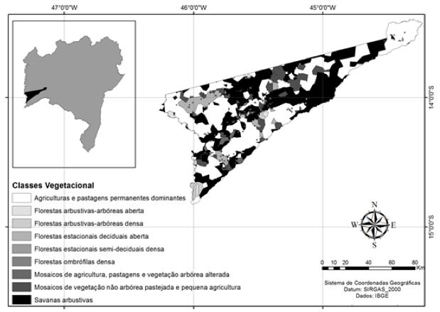 Floresta Submontana, com grande quantidade de Veredas e áreas em que ocorre a predominância de rochas calcárias apresenta fitofisionomia de Florestas Estacionais (Figura 2).