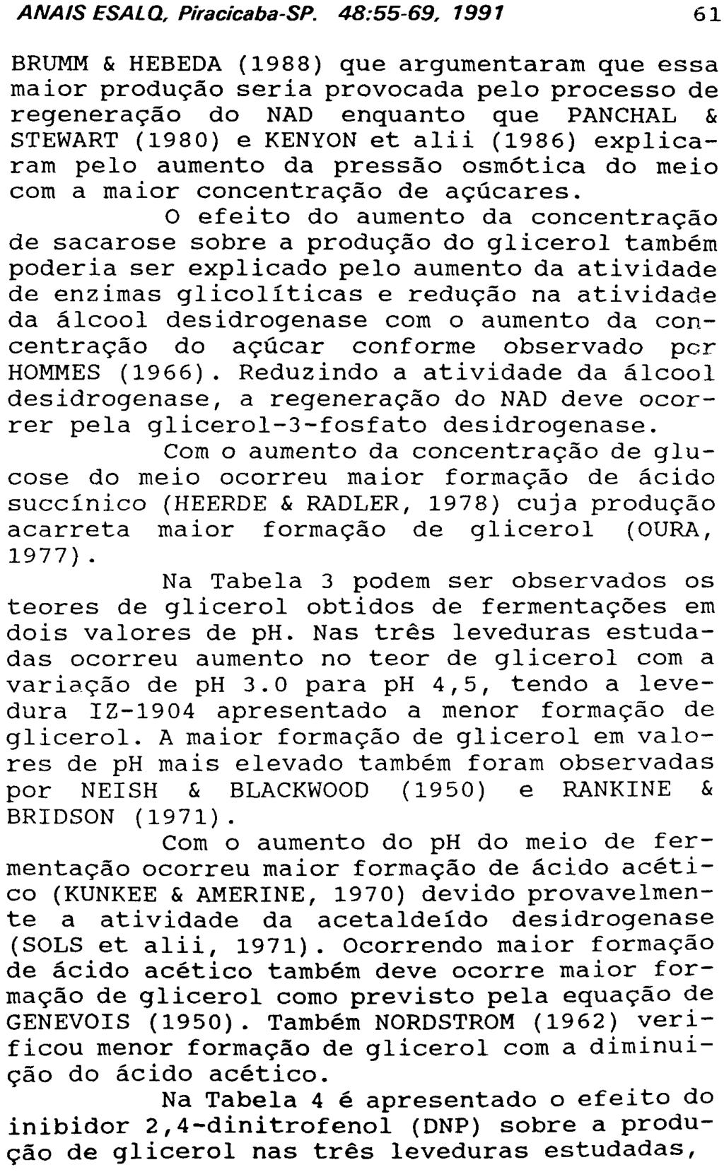 BRUMM & HEBEDA (1988) que argumentaram que essa maior produção seria provocada pelo processo de regeneração do NAD enquanto que PANCHAL & STEWART (1980) e KENYON et alii (1986) explicaram pelo