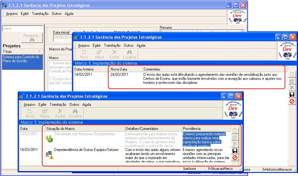 situações/restrições específicas que estejam impactando no desenvolvimento do projeto.