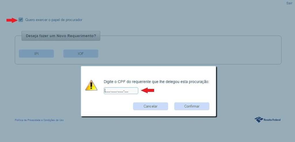 Manual de Orientações do Sisen para o Contribuinte versão 2.0 12 TELA DE PROCURAÇÃO ELETRÔNICA 3. NOVO REQUERIMENTO correspondentes.