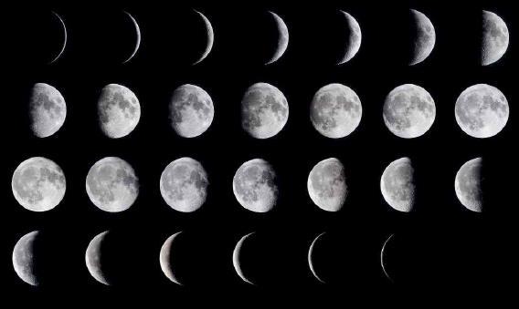 Larry Landolfi/Photo Researches, Inc./Latinstock Observe como a Lua muda de aspecto durante o mês: ora ela parece maior, ora menor.