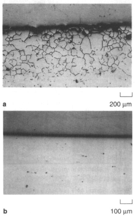FIG. 2.38 - Micrografias ópticas da seção transversal da liga Inconel 800 sensitizada (600 o C por 1 h) e exposta às condições da ASTM G28 por 120h.