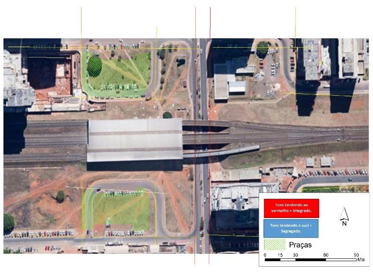 As praças, algumas localizando-se no entorno das estações de metrô (Figura 7), tem em comum a aridez na aparência, o que não significa falta de vegetação, ou de equipamentos urbanos, pelo contrário,