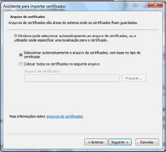 Importar Certificados até a concluir com