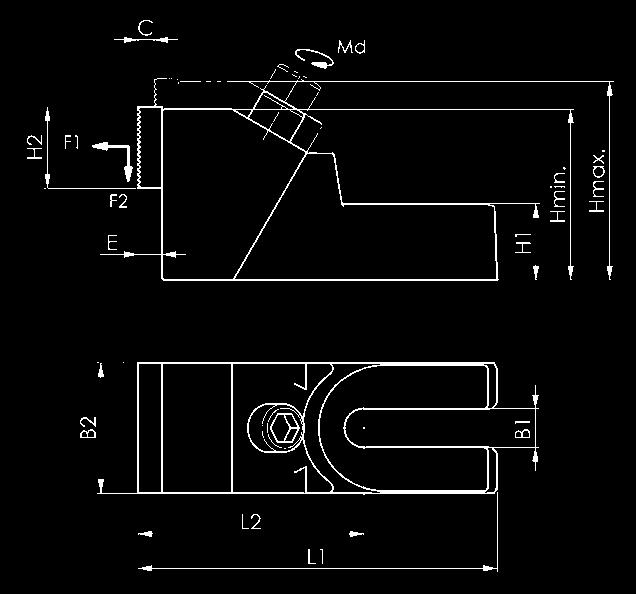 peças elevadas. Para prender na mesa da máquina, recomendamos o uso de 2 parafusos de aperto!