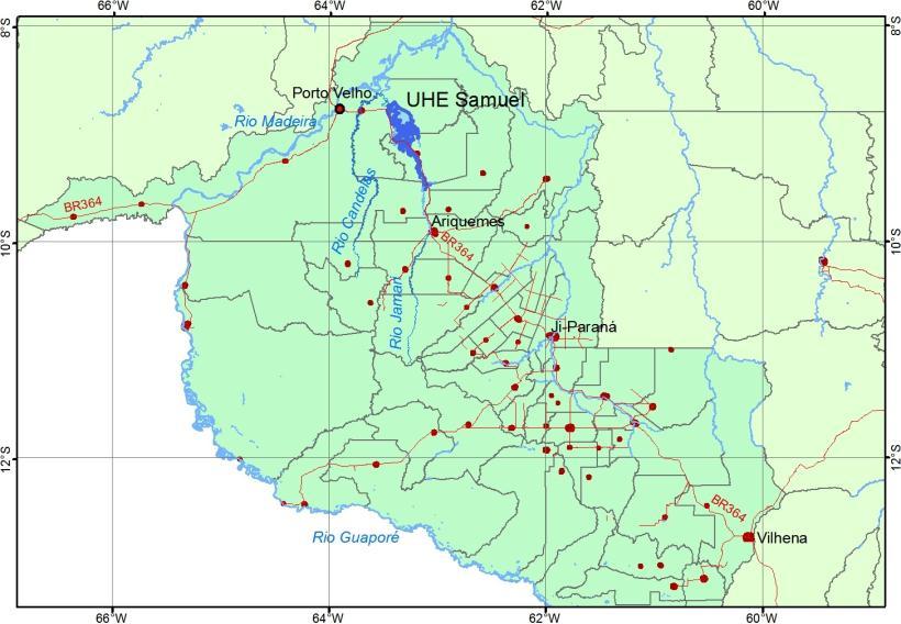 1.2. Objetivos Geral Apresentar as discrepâncias encontradas na delimitação dos municípios atingidos pelo reservatório da UHE Samuel, relativamente aos dados do levantamento executado segundo as