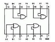 Circuitos Lógicos (6) 9 Função NOT porta lógica NOT serve, nos circuitos digitais, para fazer uma negação lógica. Figura 7 Representação do pinout do integrado 744 (função NOT).