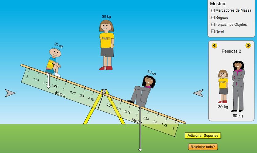 11. Onde devo posicionar a criança de 30 kg para que a gangorra se equilibre? 12.