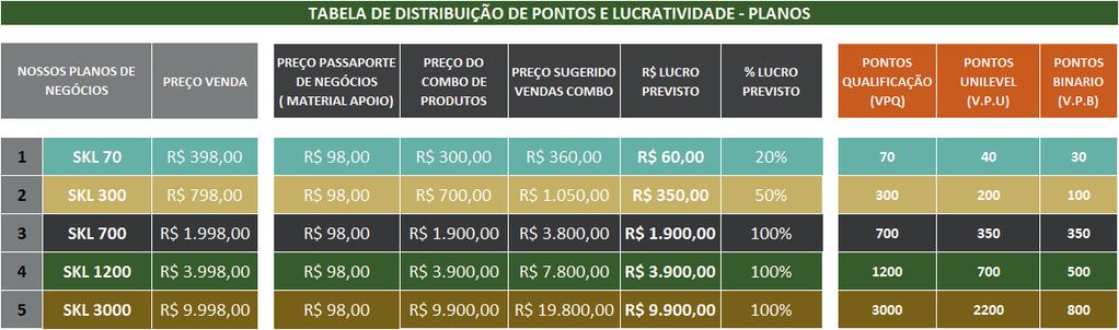 Veja a Tabela de LUCRATIVIDADE e PONTOS CONSIDERADOS por plano: UPGRADE PLANOS É quando um Executivo(a) que optar em migrar de um plano menor para