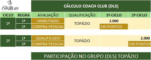 QUALIFICAÇÃO: Data de Processamento do Bônus 2º ciclo do Bimestre: 01/06 a 30/06 Descrição da Tabela acima: Os Executivos qualificados a TOPÁZIO até dia 31/05 estarão HABILITADOS para participar da