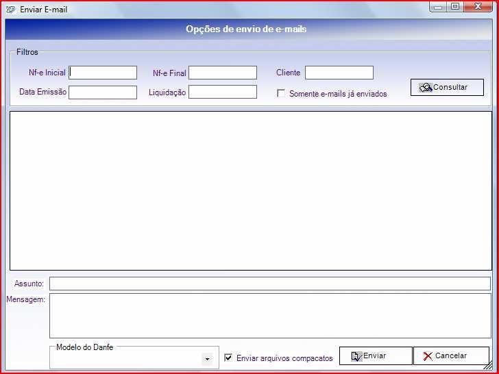 Enviando E-mails... Faça o logon no sistema com usuário normal habilitado para emissão de nf-e e transmissão de e-mails.