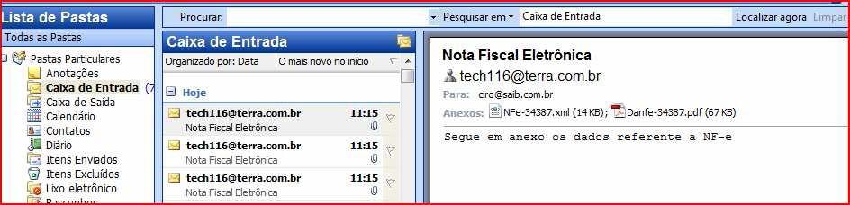 Nota Fiscal Eletrônica em acordo com o que definimos nas configurações.