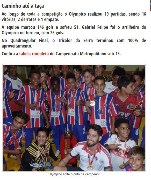 Futsal Cont...Site Federação Mineira de Futsal - 21 de outubro de 2017. Link: http://www.