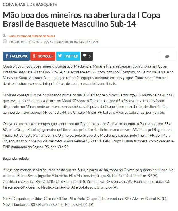 Portal do Jornal Estado de Minas - 10 de outubro de 2017. Link: https://www.mg.superesportes.com.