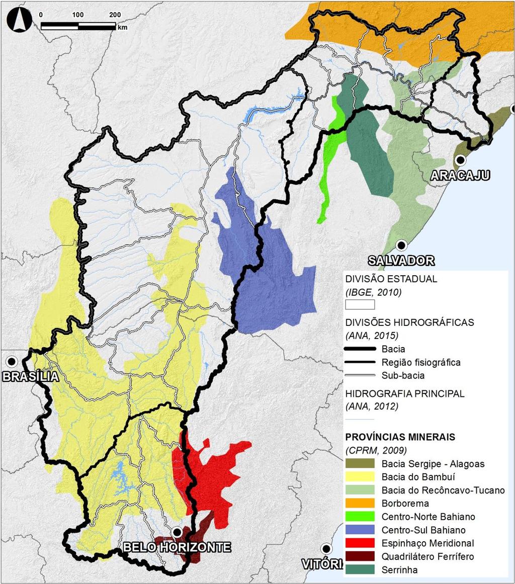 Especificamente no caso do ouro, há que considerar as reservas na província mineira da Bacia do Bambuí, onde se localiza o maior produtor deste recurso mineral (Médio S. Francisco).