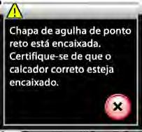 Encaixando a chapa de agulha para ponto reto Para bordar utilize a chapa da agulha para ponto reto. Ligue o interruptor.