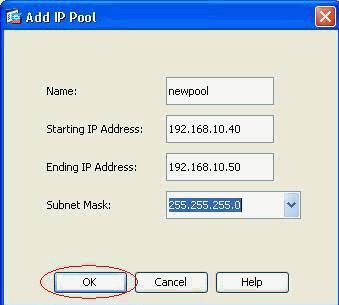 7. Cria um conjunto de endereço novo que seja atribuído ao cliente VPN PC SSL uma vez que obtém conectado. Um pool da escala 192.168.10.