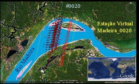 Figura 3A. Trajetória do satélite ENVISAT no sentido norte-sul, traço 0020 que cruza o rio Madeira.