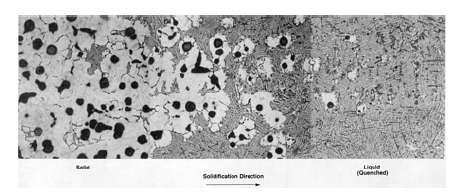 Solidificação de ferros fundidos Micrografia mostrando a