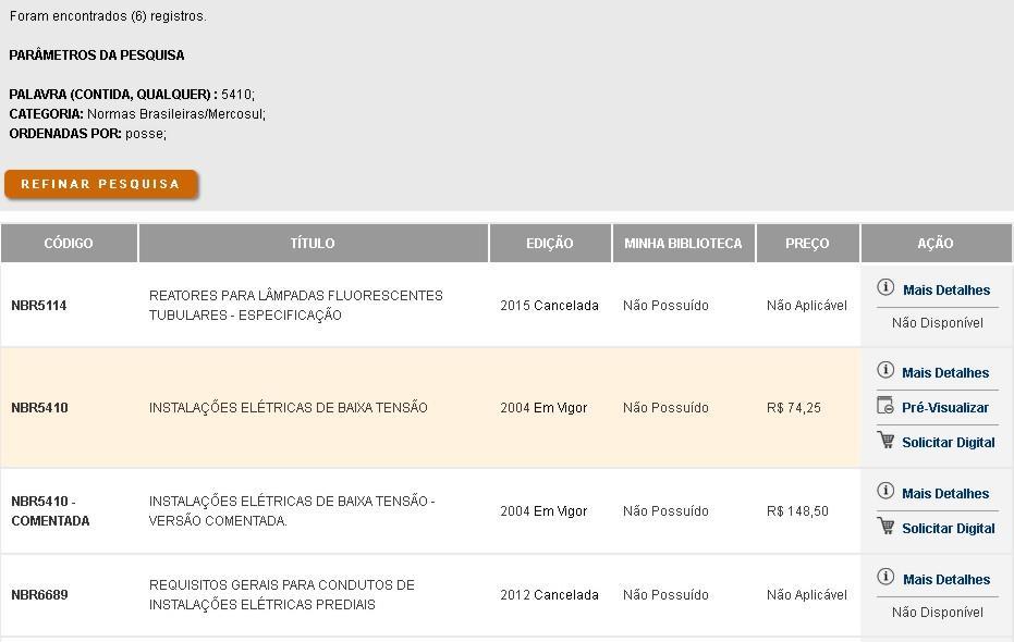 Pesquisa de Normas Técnicas Pesquisa de Normas Técnicas: Como resultado, retornaram 6 registros.