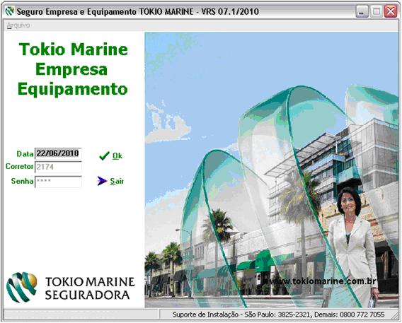 Fazer um calculo no produto Empresarial. 1) Logar no Kit Médias Empresas Clicar no ícone Tókio Marine Empresarial, que abrirá a tela de login, veja abaixo.