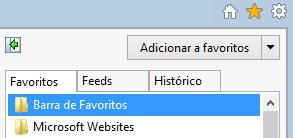 Exibir Favoritos, Feeds e Histórico (Alt + C) Favoritos (CTRL + I) Os favoritos do Internet Explorer são links para sites que você visita com frequência.