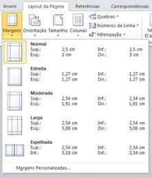 Quando você alterar as margens de um documento de página, alterará o local onde texto e gráficos aparecem em cada página. Para configurar página no Word 2010: 1.