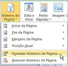 Informática Microsoft Word 2010 Prof. Márcio Hunecke Formatar o Número de Páginas ou Alterar o Número Inicial Para alterar as configurações padrão para número de páginas no documento: 1.