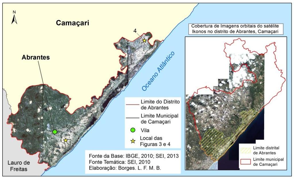 Figura 2: Cobertura de Imagens orbitais IKONOS, Abrantes, município de Camaçari Bahia.