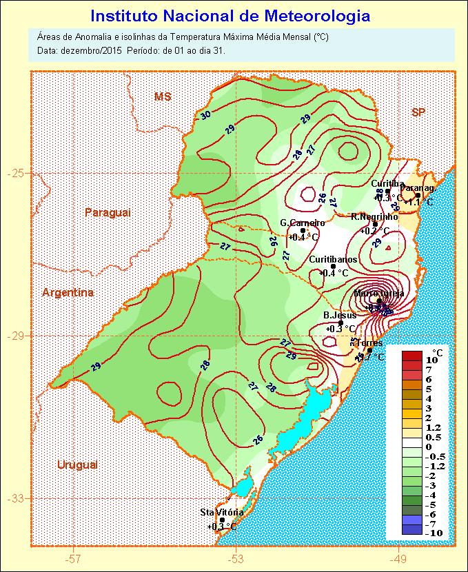 Equatorial (Figura 3) permanece com anomalias positivas (El Niño de forte intensidade), padrão