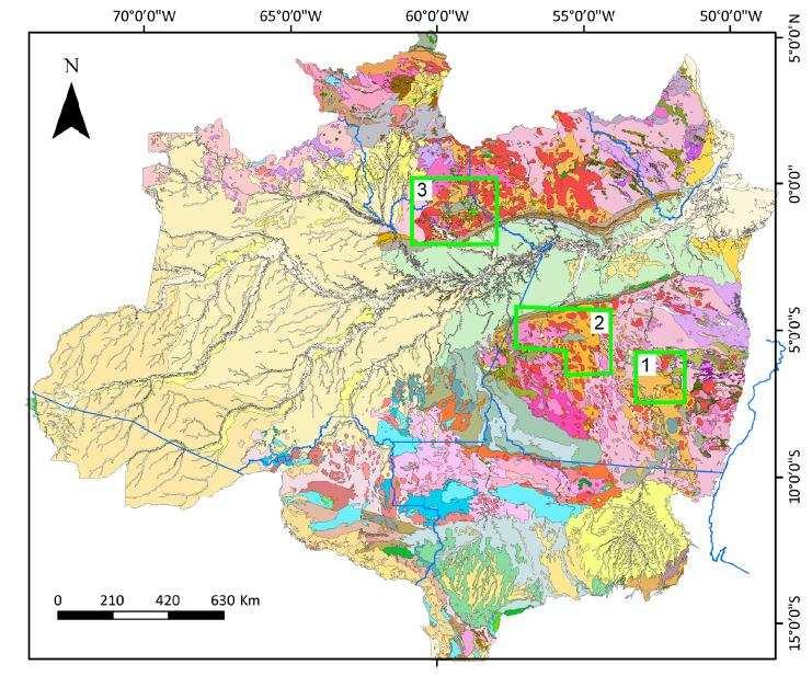 8 Figura 1.1 Mapa geológico do Cráton Amazônico (Bizzi et al.