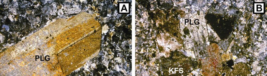 Figura 9.10 - Aspectos microscópicos dos megacristais das rochas da Formação Santa Rosa.