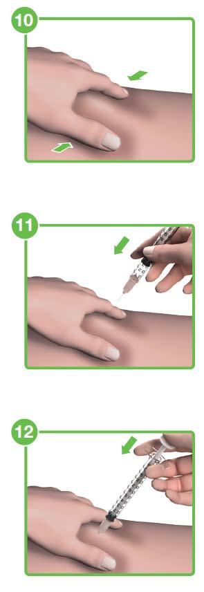 Injetar Strensiq Aperte suavemente a pele da zona de injeção escolhida entre o polegar e o dedo indicador.