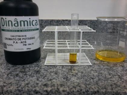 reações: a) Com o cromato de potássio Formação de precipitado vermelho (cromato de prata).