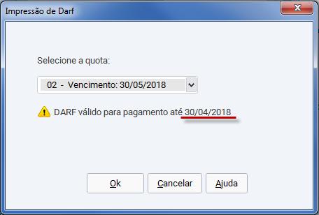 É possível imprimir o Darf de todas as quotas através do PGD IRPF 2018. Para impressão de cada quota mensal, esta deve ser impressa no próprio mês do vencimento.