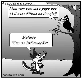 Leia os textos I e II, para responder a questão 14! Texto I A raposa e o corvo Um dia um corvo estava pousado no galho de uma árvore com um pedaço de queijo no bico, quando passou uma raposa.