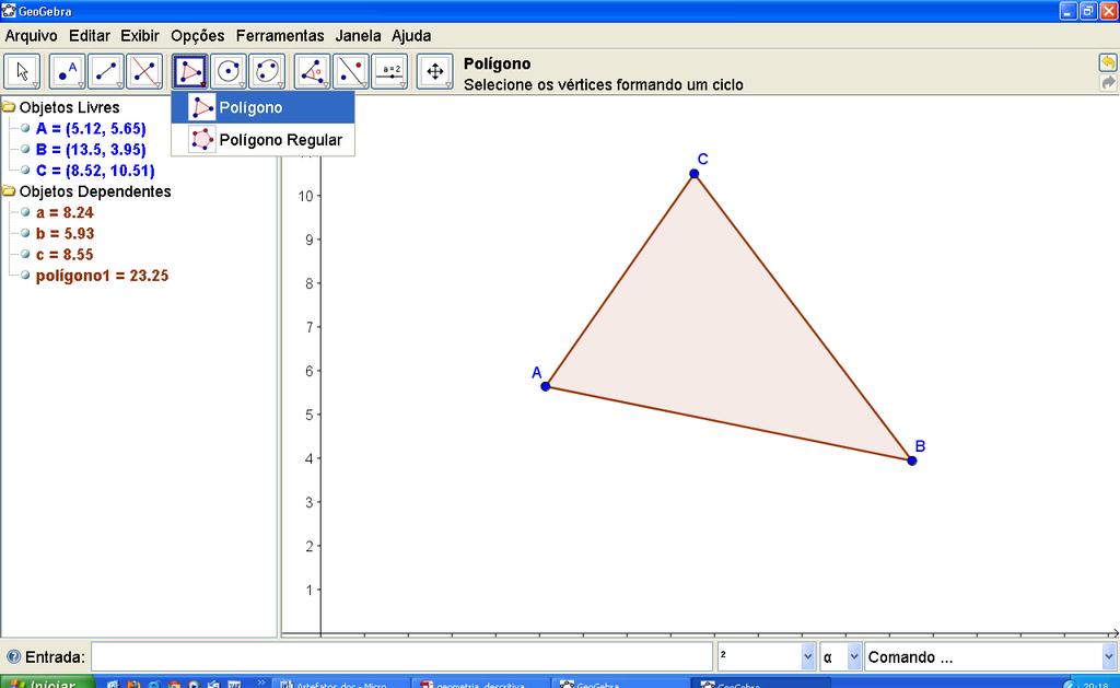 ATIVIDADE EXTRA 1 - Com o conceito de mediatriz podemos determinar o circuncentro de um triângulo.