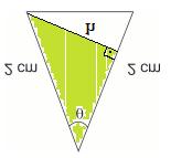 Observe o triângulo retângulo em destaque em que h é a medida da altura, em cm, relativa a um dos lados de medida cm: Utilizando a razão seno no triângulo destacado, tem-se: sen = h h =.