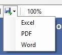 Caso queira exportar o relatório, basta clicar no ícone do disquete, irão aparecer 3 opções: Excel PDF Word 9.