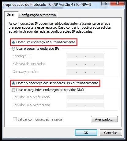 Desça a barra de rolagem e clique duas vezes em Protocolo TCP/IP Versão 4 Marque as opções