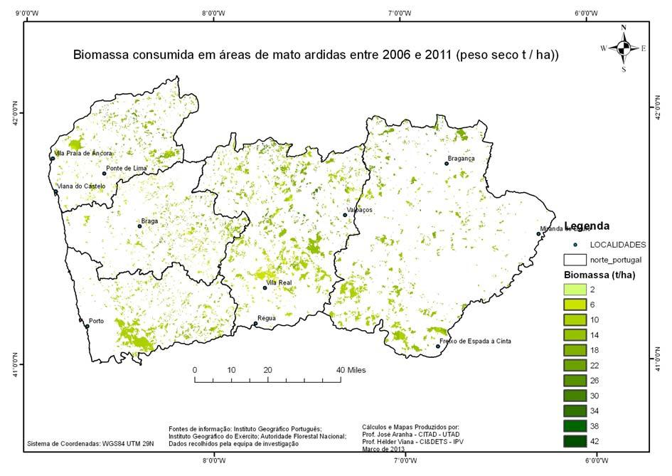 Figura 2 Biomassa ardida entre 2006 e 2011.