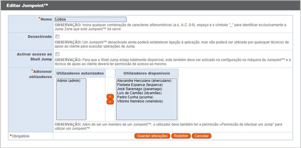 Na parte inferior da página Jumpoint aparece a opção Activar pesquisa na rede.