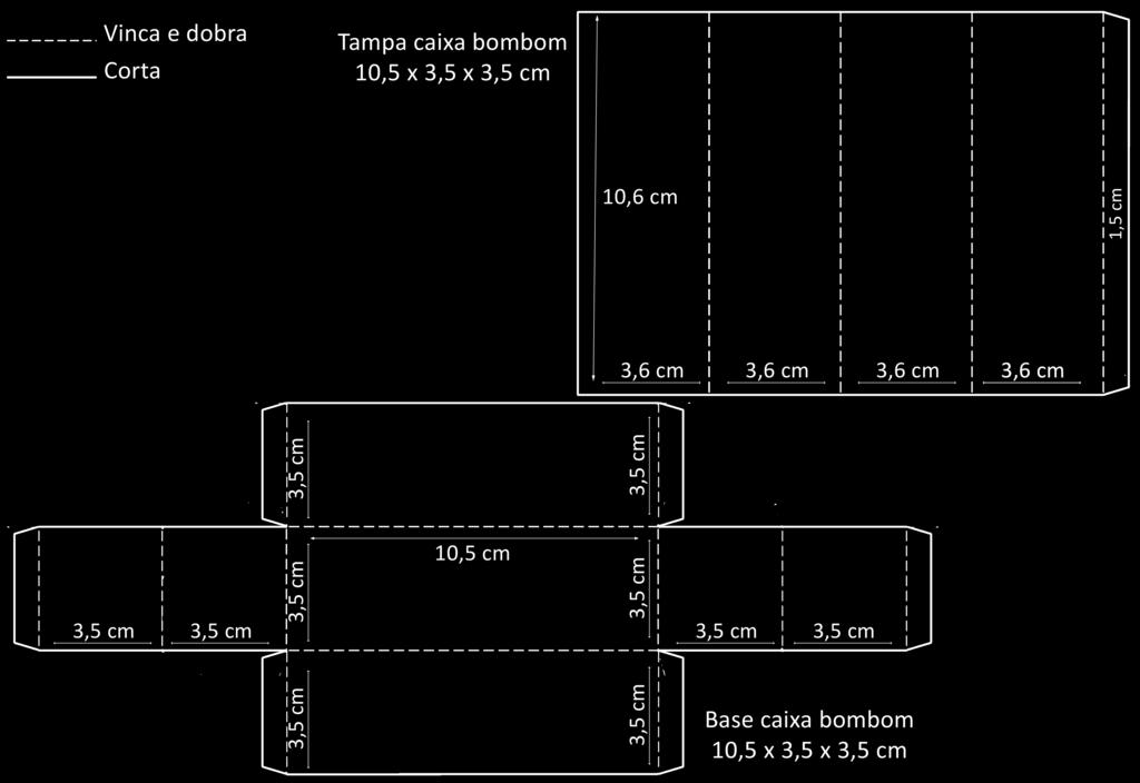 10 Diagrama de corte e vinco, reduzido sem fator de escala corte vinco Tampa