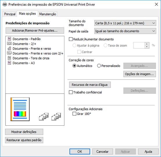 Referências relacionadas Configurações de tipo de papel ou mídia - Software de impressão Opções de origem do papel - Windows Opções de qualidade de impressão - Windows Opções de impressão de