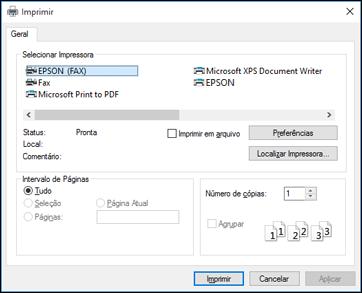Envio de fax usando o utilitário de fax - Windows Você pode enviar um fax a partir de um programa de impressão do Windows. Você pode enviar até 10